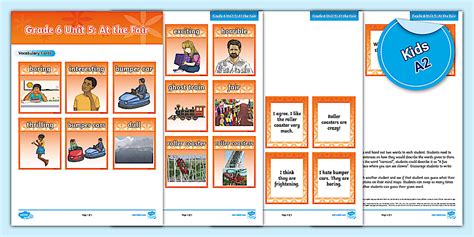 Turkey Curriculum English Vocabulary Cards: Grade 6 Unit 5 (At the Fair)