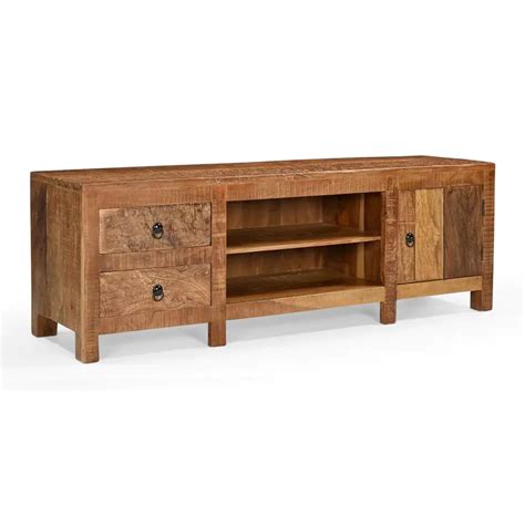 Varenthia Rustic Solid Wood TV Stand with Drawers & Cabinet Storage ...