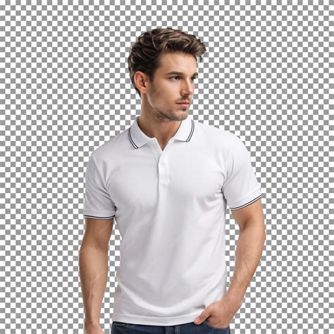 Mens white polo shirt mockup with transparent background | Premium AI ...