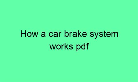 Image result for How Auto Brake System Works