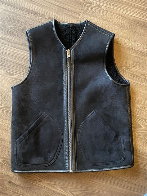 Mサイズ YMC 黒 リバーシブルムートンベスト 英国製