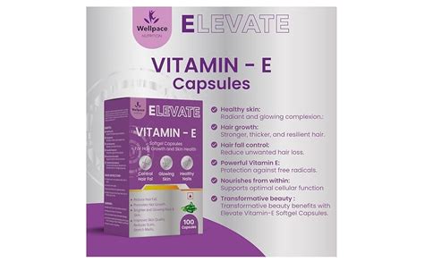 WellPace Nutrition Elevate 400 Vitamin E Capsules For Face And Hair|100 ...