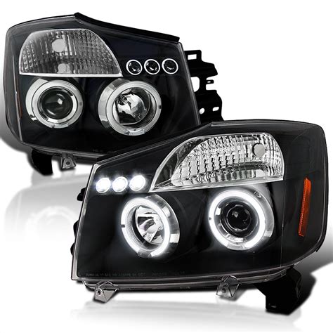 Spec-D Tuning Black Projector Headlights Compatible with 2004-2015 Nissan Titan, 2004-2007 ...