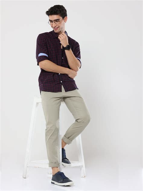 Red blue graph checks shirt for men – Albatross Clothing