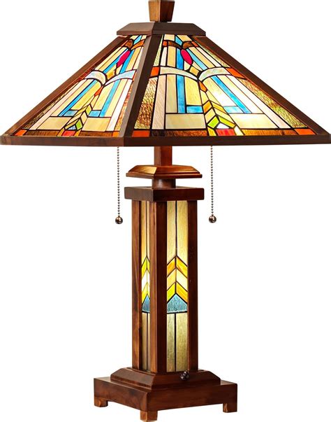 Robert Louis Tiffany Walnut Mission Collection Rustic Table Lamp with ...