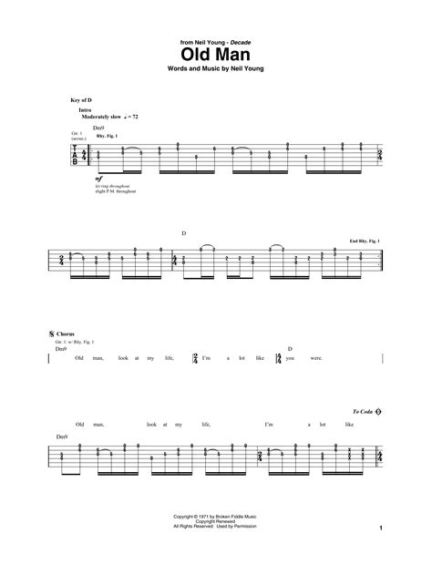 Old Man by Neil Young - Guitar Rhythm Tab - Guitar Instructor