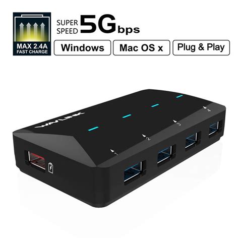 WAVLINK WL-UH3042P1 USB3.0 4-Port Hub 2.4A Fast Charging Adapter for K ...