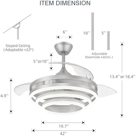 TXCSLY 42 Inch Retractable Ceiling Fan, Chandelier Ceiling India | Ubuy