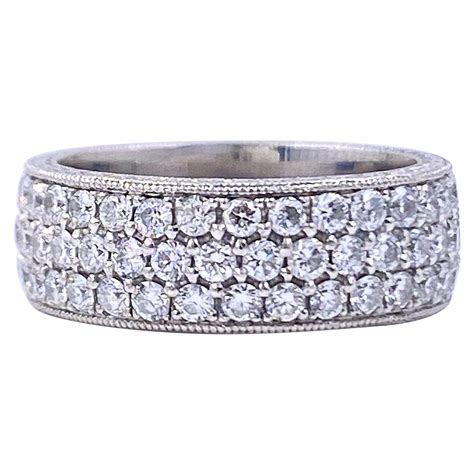 Three-Row Round Wide Diamond Eternity Band For Sale at 1stDibs | wide ...
