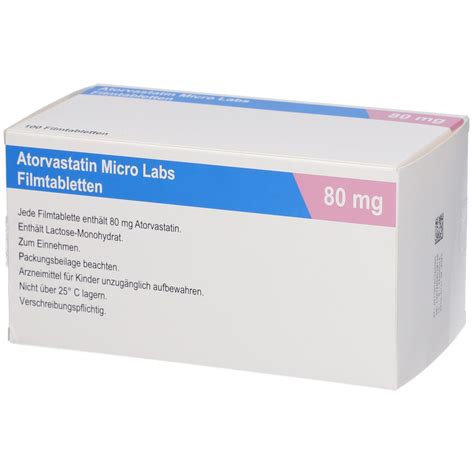 ATORVASTATIN Micro Labs 80 mg Filmtabletten 100 St mit dem E-Rezept kaufen - Shop Apotheke