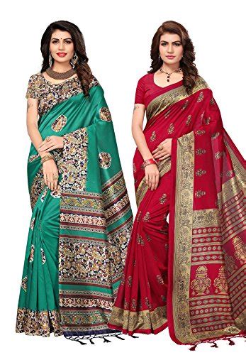 Buy Salwar Studio women's Mysore Silk Pack of 2 Printed Saree Combo(OM ...