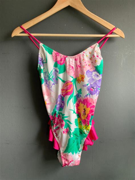 Vintage Swimming Costume 90s Swimsuit Floral Swimming - Etsy