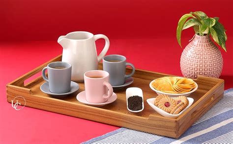 Utopia Choice Wooden Serving Tray with Handles | Serving Tray Large for ...