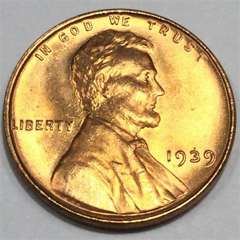 1939 Gem Uncirculated Red Lincoln Wheat Cent Penny Beautiful Coin ...
