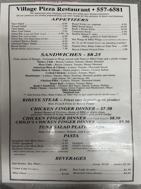 Image result for Village Pizza Menu