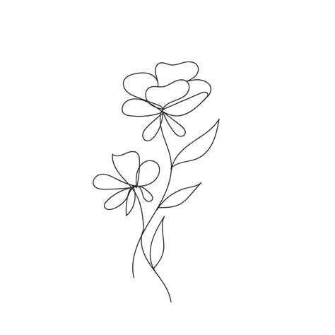 One line drawing minimalist flower illustration in line art style ...