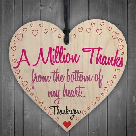 A Million Thanks From My Heart Wooden Hanging Thank You Gift