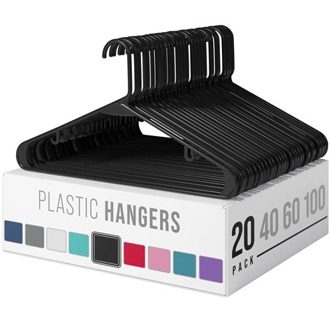 Buy NEATERIZE Clothes Hangers Plastic 20 Pack - Black Plastic Hangers ...