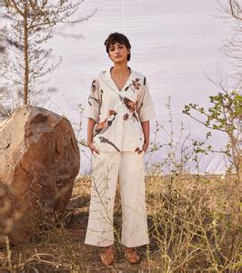 Chidiya Top| BIRD PRINT | TOP | OFF WHITE | BROWN - Khara Kapas