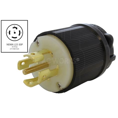AC WORKS AC Connectors 30-Amp 277/480-Volt NEMA L22-30p 5-wire ...
