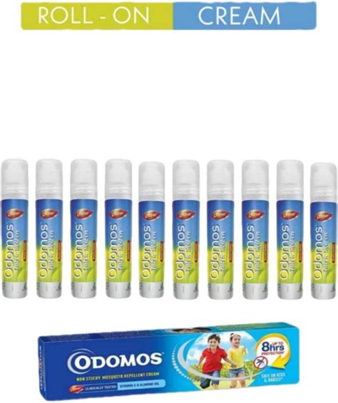 Odomos Mosquito Repellent Cream (100g) With Fabric Roll On (10 Pc.) (10 ...
