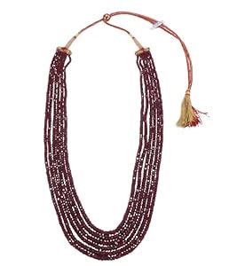 Buy PH Artistic Necklace 6 Line Strand String Women Beaded Jewelry Red ...