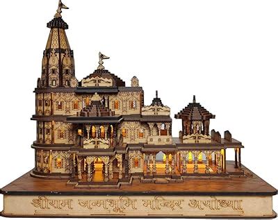 Ram Mandir Ayodhya Model Replica Wooden Small : Amazon.in: Home & Kitchen