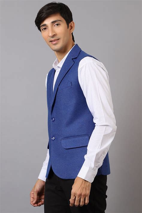 Buy WINTAGE Men's Tweed Blue Modi Nehru Jacket