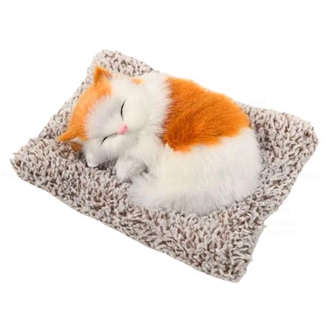 Buy CACENOZ Cute Sleeping Cat Plush Sound Toy with Meow - Cat Soft Toy ...