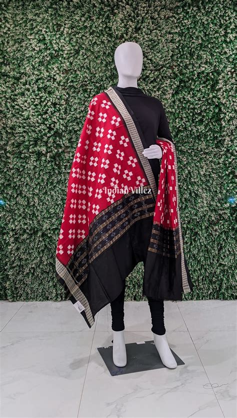 Red Pasapali Theme Pure Sambalpuri Silk Dupatta – IndianVillèz