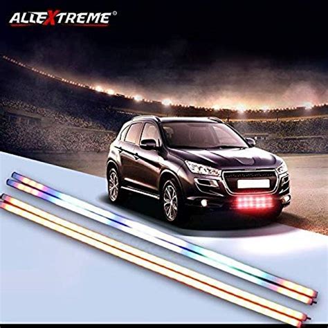 Allextreme EXRGBNL 4X 60CM RGB LED Car Net DRL Flow Flashing Dynamic ...