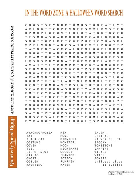 Free Printable Halloween Word Search Puzzles