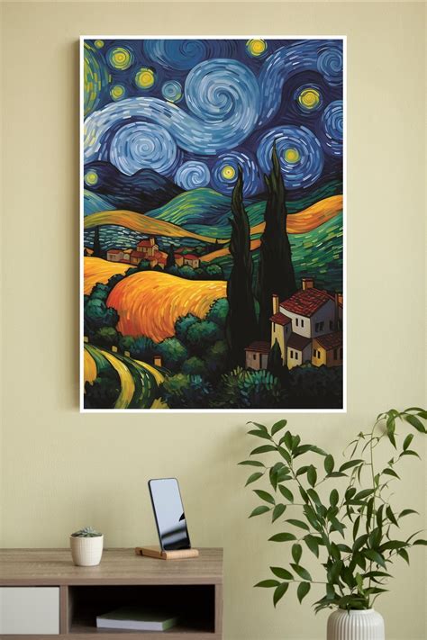Night View Of Village From Hill Poster | Moon Light Sky Posters – The ...