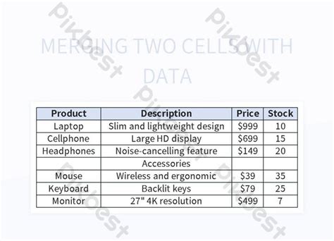 Merging Cells with Data in Excel 的图像结果