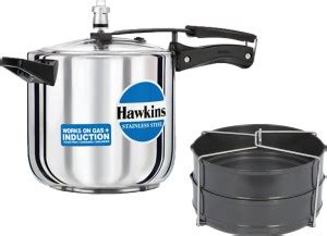 Hawkins Stainless Steel 6 Ltr Pressure Cooker with Hard Anodised 2 Pc ...