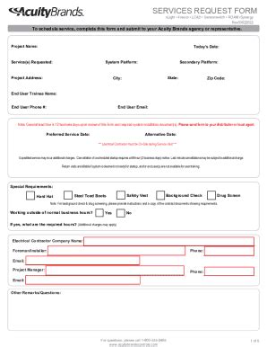 Fillable Online SERVICES REQUEST FORM - Acuity Brands Fax Email Print ...