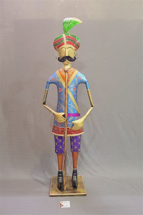 Iron Rajastani Palace Guard Man Stick 44" (44H * 13L * 8.5W) inches ...