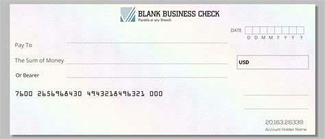 printable blank business check template