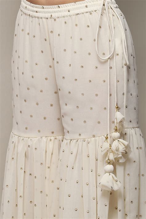 Off White Poly Cotton Straight Kurta Garara Suit Set at Biba India