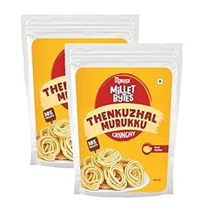 Manna Millet Bytes Thenkuzhal Murukku Snack, Chakli/Chakoli. Indian ...
