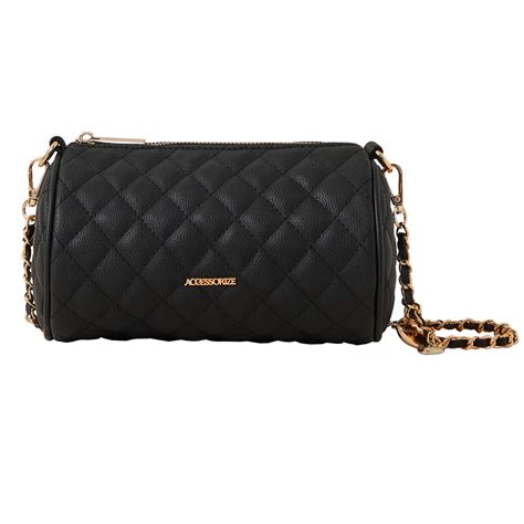 Buy Black Quilted Barrel Sling Bag Online