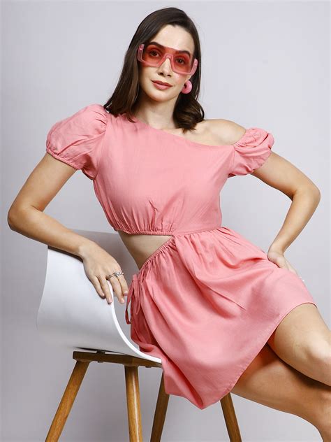 Pink Waist Cut Out Mini Dress – SWISH'IN