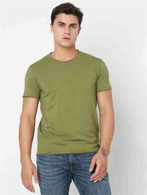 Slim Fit Solid Round Neck T-Shirt with Short Sleeve