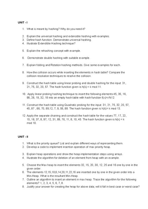 ADS - ADS - UNIT - I What is meant by hashing? Why do you need it ...