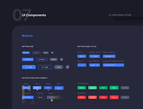 UI Components - Buttons - Core Design System | free psd | UI Download