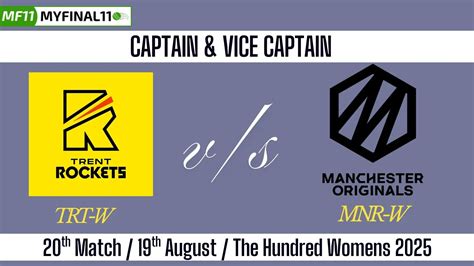 TRT-W vs MNR-W Top 3 Captain Pick 20th Match, 19th August