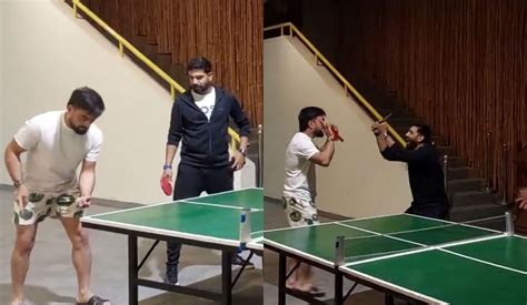Rashid Khan plays table tennis with Pakistan pacers Shaheen Afridi and ...