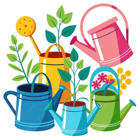 Watering cans clip art and Vector Design With a White Background ...