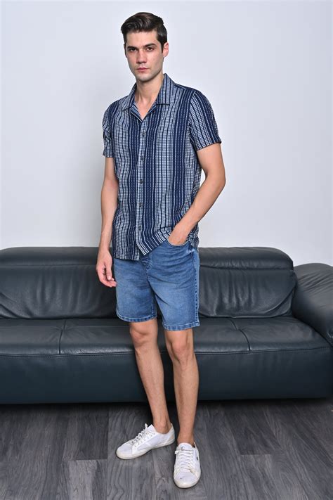 Octavia - Waffle Dobby Indigo Striped Shirt - Navy – POE.NET