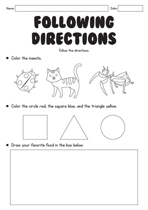 11 Following Directions Worksheets Middle School - Free PDF at ...